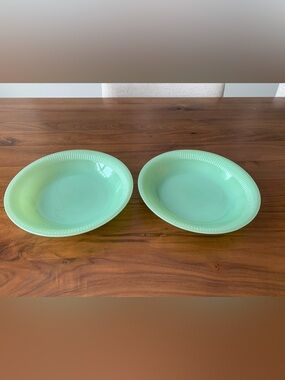Vintage Fire King Jadeite Jane Ray Soup Plates - 2